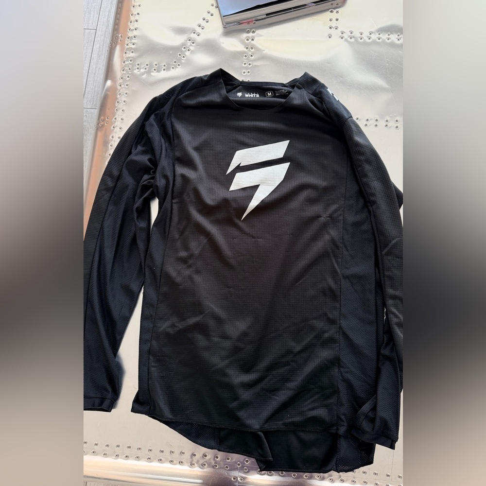 Men's Black Long-Sleeve Performance Tee with White Logo